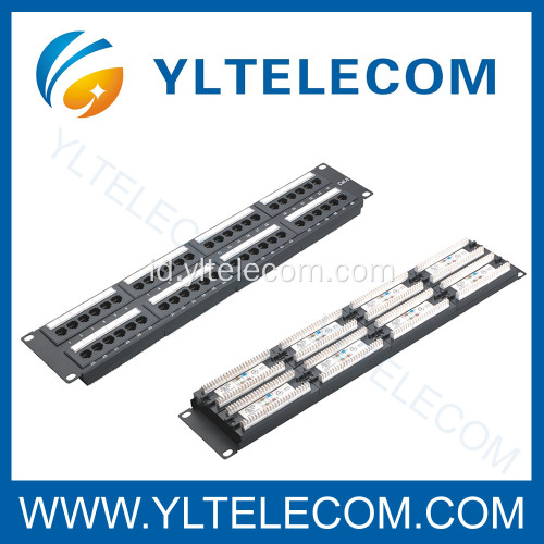 2U 19 inch 48port(6*8) Patch Panel dengan jenis Label Cat.5e dan Cat.6